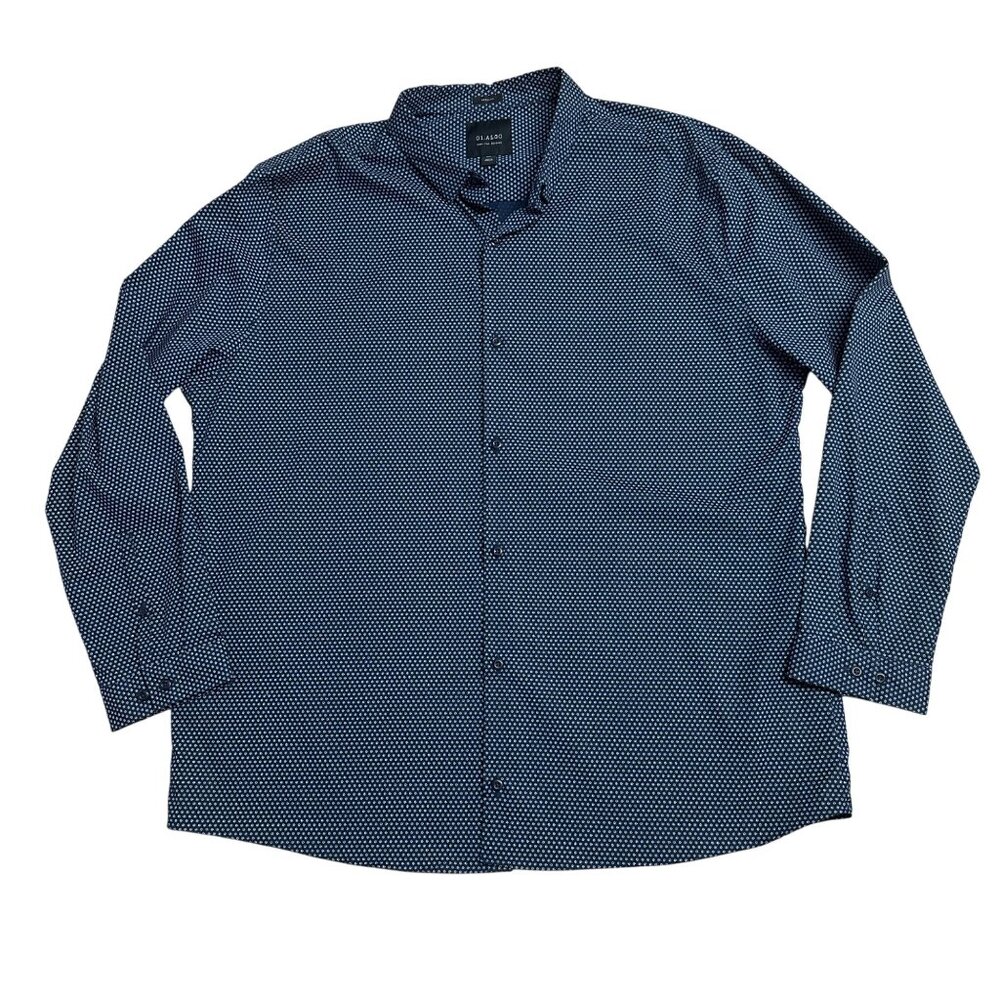 ALGO SHIRT BUTTON UP NON IRON NAVY BLUE MICRO FLORAL MENS XXL BREATHABLE STRETCH